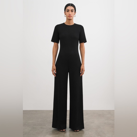 Marcella NYC Anna Black Wide-Leg Jumpsuit, size L
